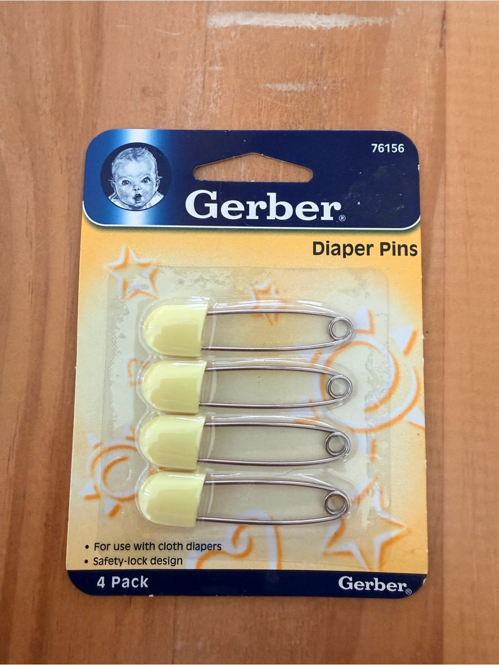 Vintage Gerber Diaper Pins 4 Count Yellow 2004 New In Package, Baby Shower